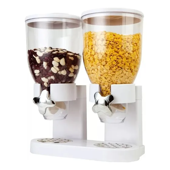 Dispenser De Cereales Doble Dosificador Alimentos Kuchen Color Blanco