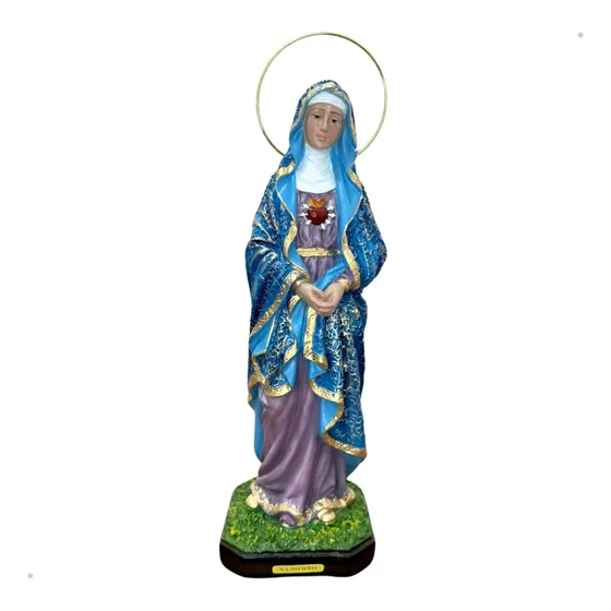 Imagem Nossa Senhora Das Dores Resina Auréola Folheada 30cm