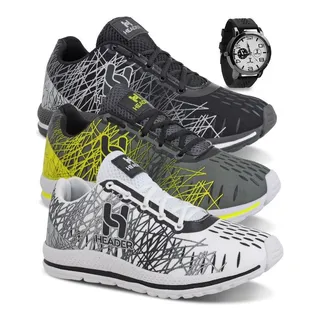Kit 3 TĂȘnis Masculino Header Spider Casual Corrida + RelĂłgio Kit 3 TĂȘnis Masculino Header Spider Casual Corrida + RelĂłgio