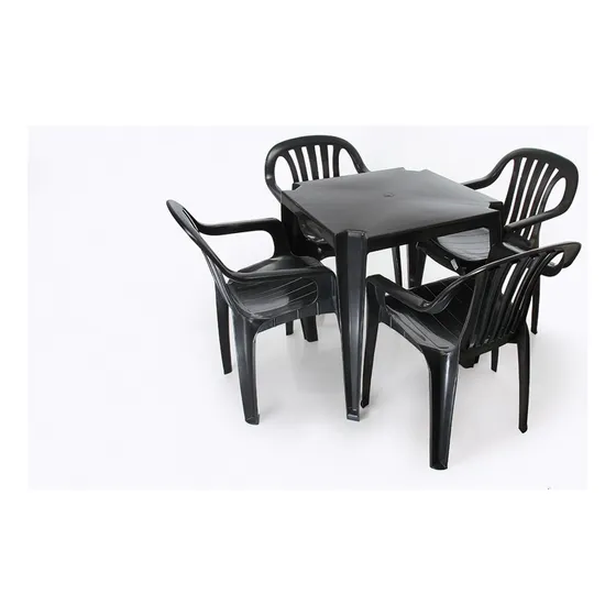 Conjunto Mesa Com 4 Poltronas De Plástico - Preto