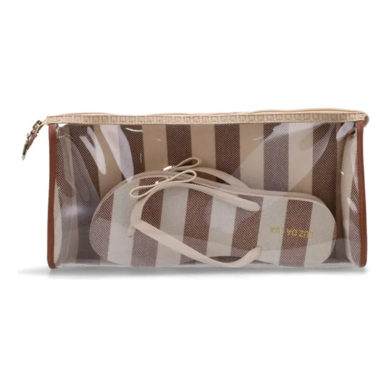 Conjunto Luz Da Lua Chinelo E Necessaire Marfim E Marrom