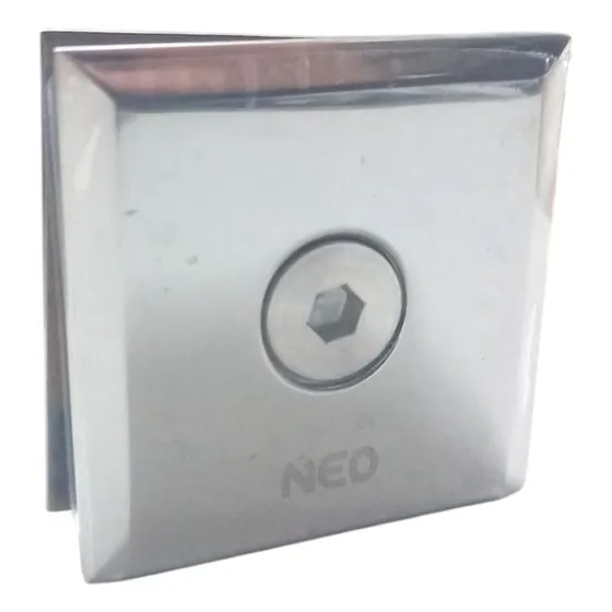 Clip Pared Vidrio 50x50mm Acero Inoxidable Satinado Biselado