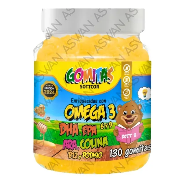 Gomitas De Omega 3 Para Niños 130 Unds Sottcor 100gr Naranja