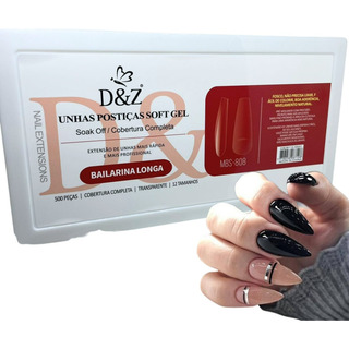 Unha Soft Gel Postiças Natural Bailarina Longa Fast Nails Unha Soft Gel Postiças Natural Bailarina Longa Fast Nails