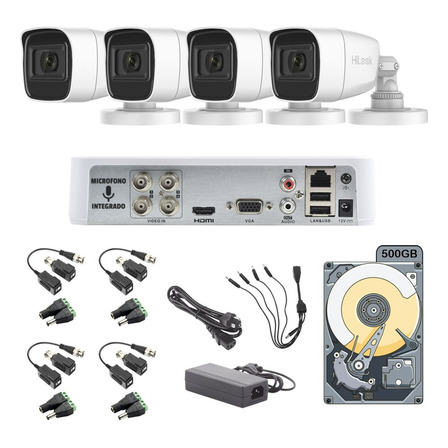 Kit Circuito Cerrado Hilook Dvr 4 Canales 4 Camaras 1080p 2mp Full Hd Audio Integrado Thc-b120-ps Video Baluns Disco Duro 500gb Blanco Hikvision Kit Circuito Cerrado Hilook Dvr 4 Canales 4 Camaras 1080p 2mp Full Hd Audio Integrado Thc-b120-ps Video Baluns Disco Duro 500gb Blanco Hikvision
