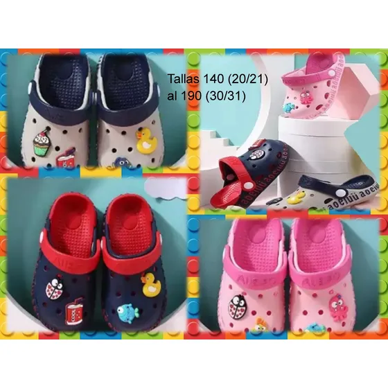 Sandalias/zuecos Para Niños/as Mod. Bicolor Con Pines