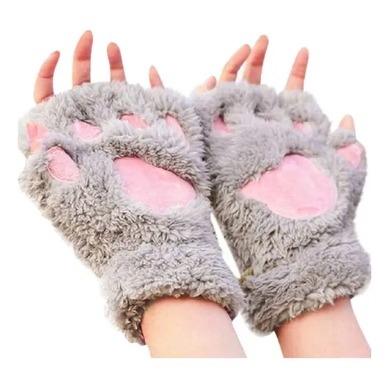 Guantes Térmicos Dedos Libres Mitones Gatitos Niñas Mujeres