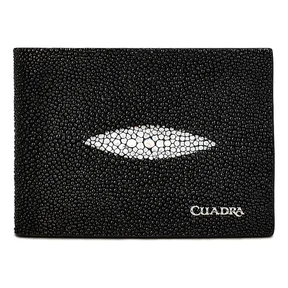 Billetera Cuadra En Piel De Mantarraya Color Negro