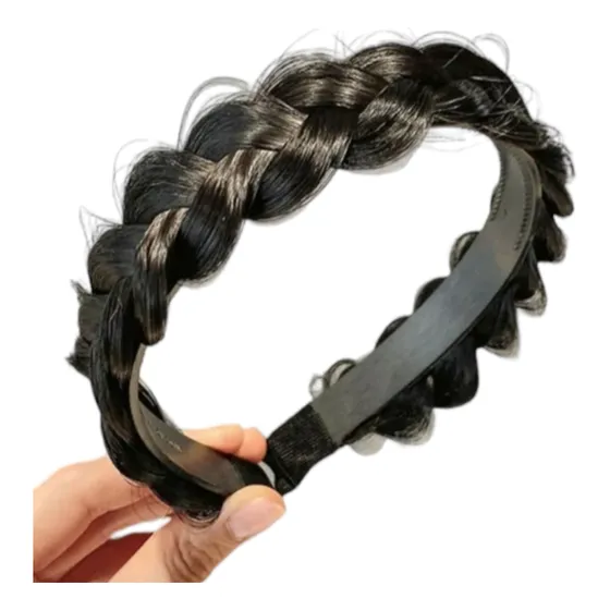 Diadema Trenzada De Cabello Sintético Con Apariencia Real