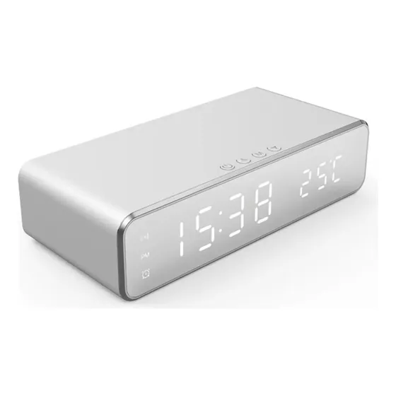 Reloj Despertador Con Cargador Celular Inalámbrico Digital
