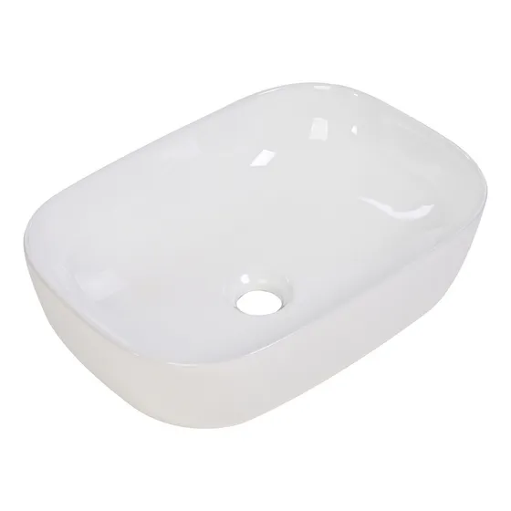 Goral Lavabo Ovalin De Cerámica Blanco Para Baño Baños Ovalado De Sobreponer Acabado Alto Brillo Económico Pequeños Medianos Modernos Lavadero Para Casa Casas Elegante Al-100