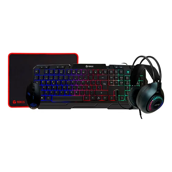 Combo Gamer Teros Te-4063n Teclado Mouse Audífono Mouse Pad
