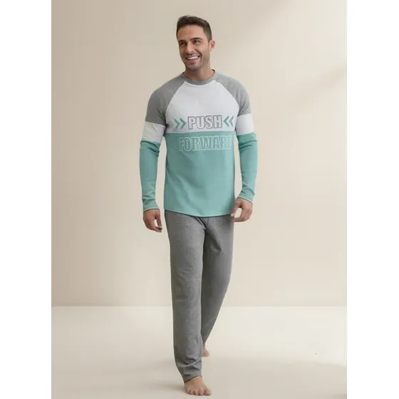Pijama De Hombre Invierno Algodon 2 Piezas Pantalon Largo