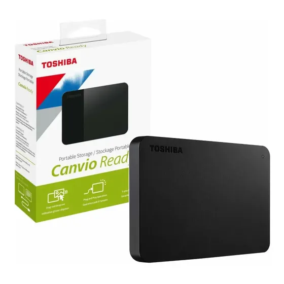 Disco rígido removível portátil Toshiba 2tb, cor preta