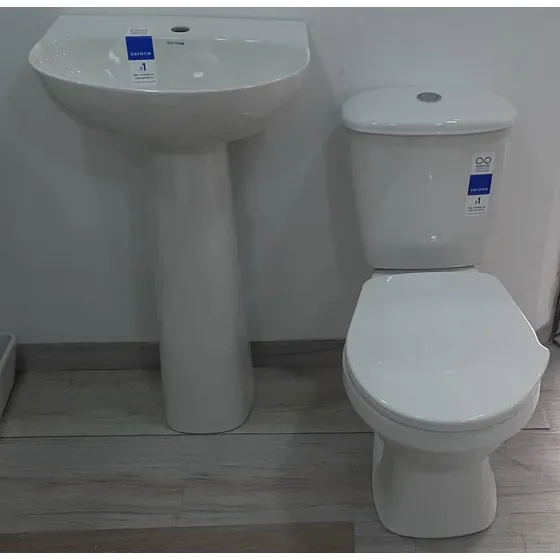 Sala De Baño Económica Blanca (wc Y Lavamanos Con Pedestal)