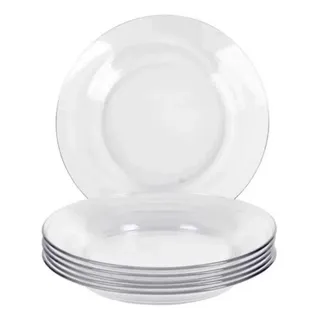 Kit Jogo De Pratos Liso Fundo 12 Unidades Restaurante Buffet Cor Transparente Kit Jogo De Pratos Liso Fundo 12 Unidades Restaurante Buffet Cor Transparente