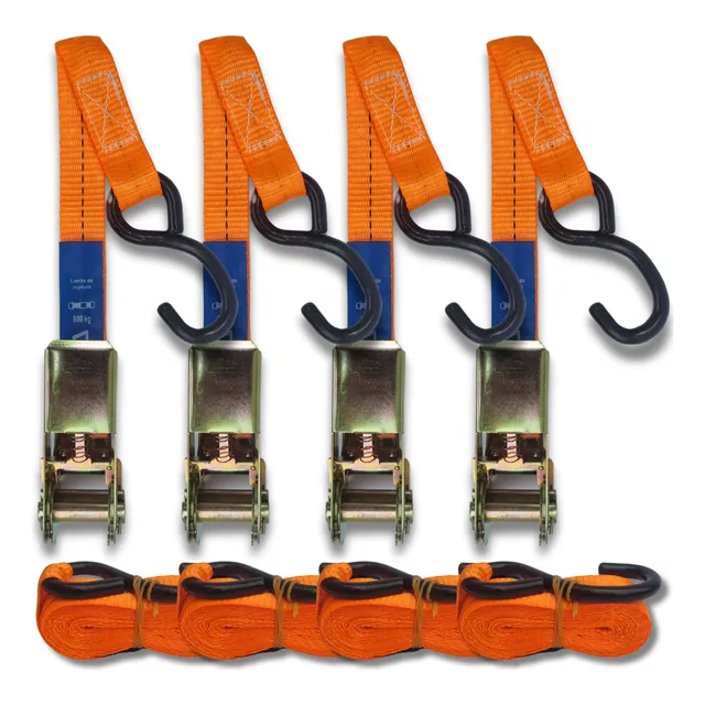 4x Kit Cinta Catraca 800kg Reforçada Amarração Carga Moto