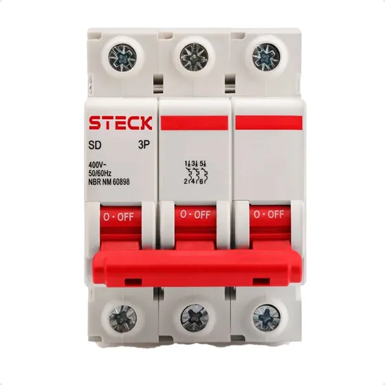 Disjuntor Trifásico Din 70a 3p Curva C 3ka Steck Sd63c70