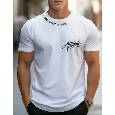 Camiseta Masculina 100% Algodão Estampa Atitude