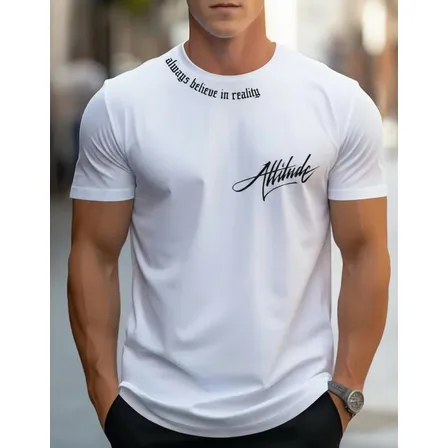 Camiseta Masculina 100% Algodão Estampa Atitude