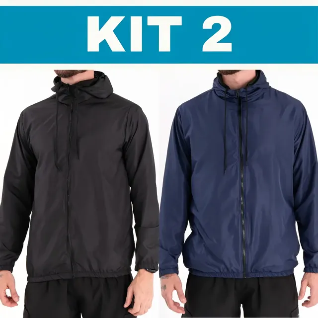 Kit 2 Jaquetas Corta Vento Impermeável Liso Unissex