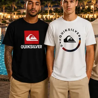 Quiksilver Kit 3 Camiseta Masculino Quiksilver 100% Algodão Toque Macio
