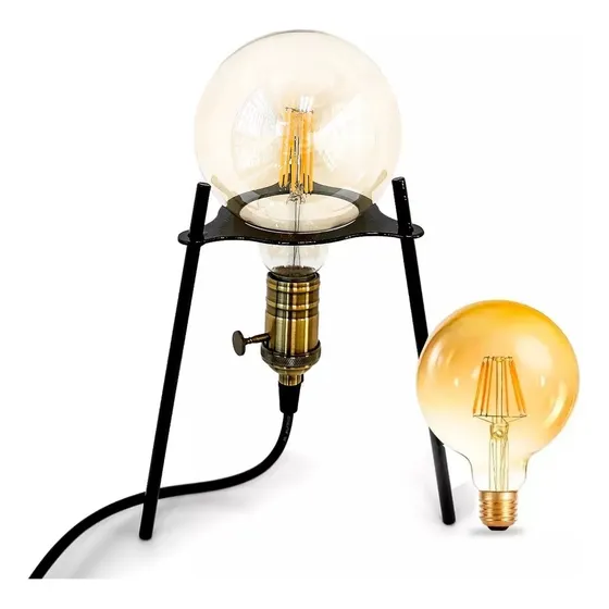 Lampara Velador Vintage Industrial + Globo G95 Pack X 2