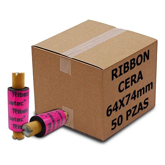 50 Ribbon De Cera 64x74 Mts Impresora De Etiquetas Negro