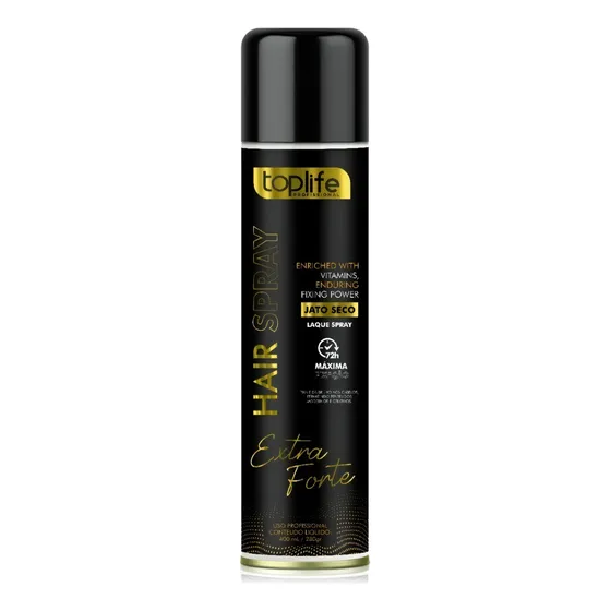 Laque Fixador Hair Toplife Extra Forte Jato Seco 400ml