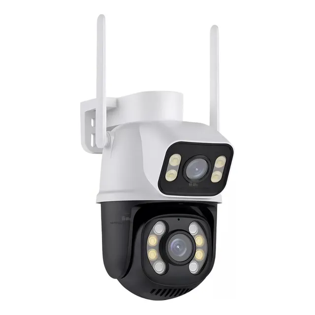 Cámara de seguridad exterior Zoom A28b de doble lente, color negro/blanco