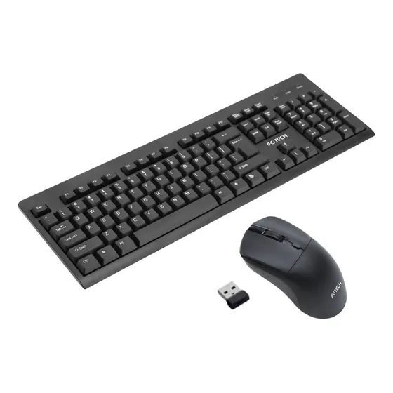 Kit Teclado Y Mouse Inalambrico Fg Tech Español Color Negro