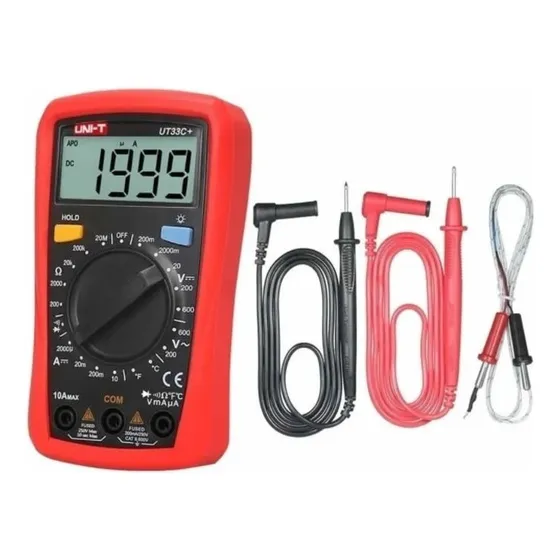 Multímetro digital UNI-T UT33C+ 600V AC/DC medición de temperatura CAT II 600V