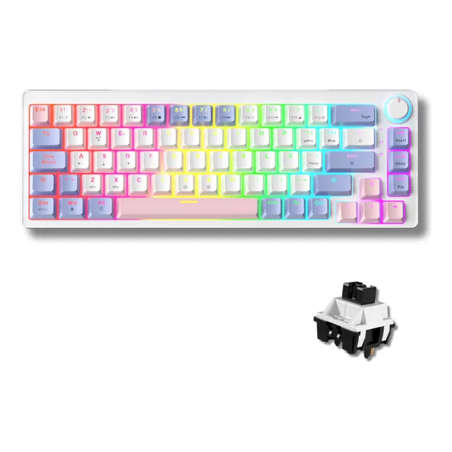Teclado Mecánico 65% 68 Teclas Silencio Switch Ag68 Español