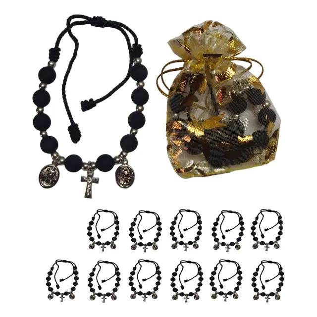 Set X12 Pulseras Denario En Cuentas De Color + Bolsa Tul