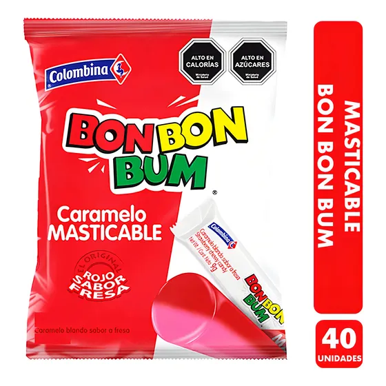 Masticable Bon Bon Bum Sabor Fresa De Colombina (bolsa 40un)