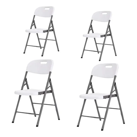 Set X4 Sillas Plegables De Plastico Para Fiestas Y Eventos Color Blanco