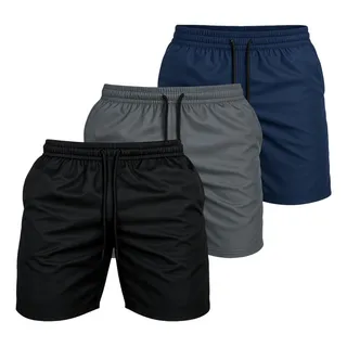 Kit 3 Bermuda Tactel Masculina Grossa Fitness Com 3 Bolsos Kit 3 Bermuda Tactel Masculina Grossa Fitness Com 3 Bolsos
