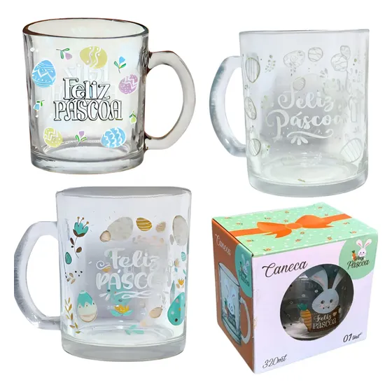 Caneca Vidro Datas Especiais Atacado Revenda 25 Unidades
