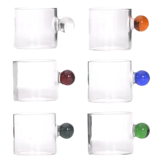 Kit Com 6 Xicaras 90ml Em Borosilicato Sphere Rainbow