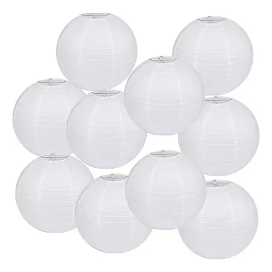 Pack X10 20cm Lampara De Papel Arroz China Blanca Pantalla Pack X10 Lampara De Papel 20 Cm