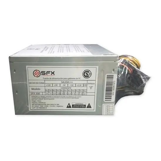 Fuente Atx Sfx 500w 20+4 Pin Sata X 2 Color Plateado
