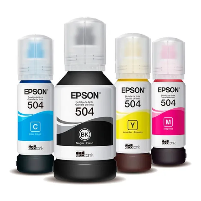 Combo Botellas Original Epson T 504 Negra Y Colores L4160