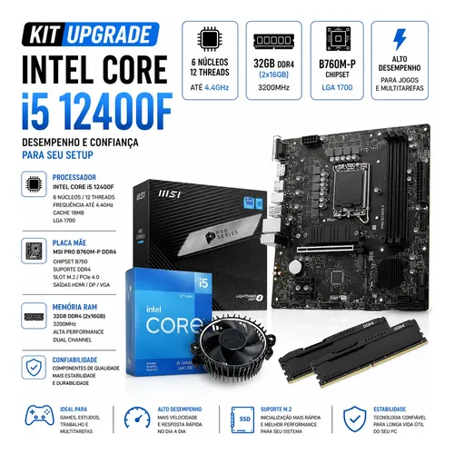Kit Upgrade I7 14700 + Placa Mãe B760m + 32gb Ddr4 Preto