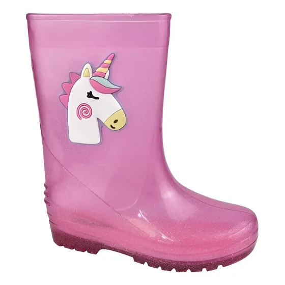 Galocha Bota Chuva Infantil Bebê Menina Rosa Unicórnio