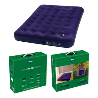 Colchão Inflável Casal Com Inflador Acoplado Multiuso - Mor Cor Azul Colchão Inflável Casal Com Inflador Acoplado Multiuso - Mor Cor Azul