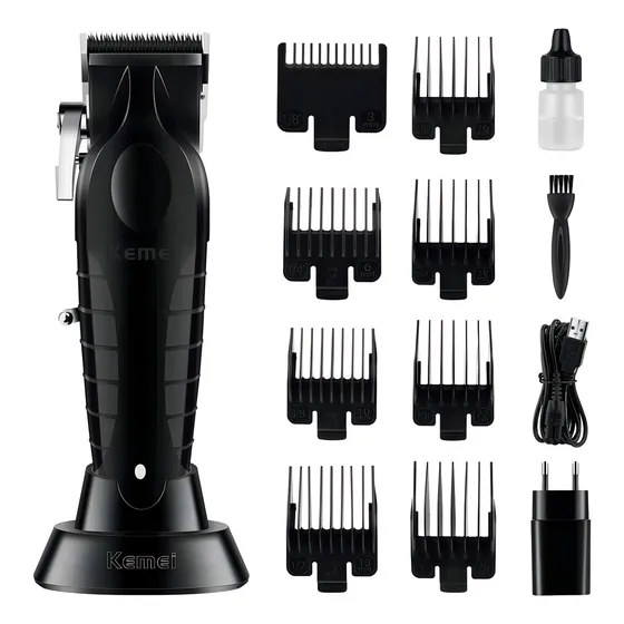Maquina de corte cortadora de cabello kit kemei km-2296 Negro