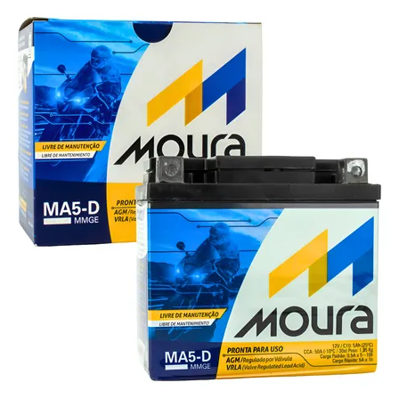Bateria Moura Ma5-d Para Moto Titan Fan Biz Bros Fazer Direito 12v