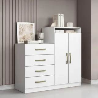 CĂŽmoda 4 Gavetas 1 Porta Londres AramĂłveis Cor Branco CĂŽmoda 4 Gavetas 1 Porta Londres AramĂłveis Cor Branco
