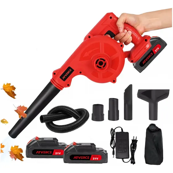 Sopladora Eléctrica Aspiradora Bateria Inalambrica Atverce Blower Rojo