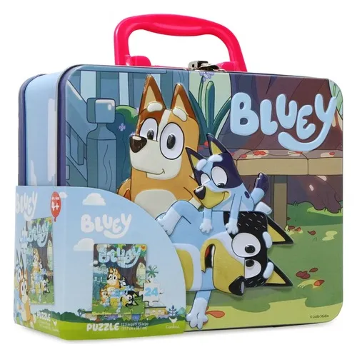 Bluey Rompecabezas Puzzle 24 Piezas Caja Metalica Tin Box 
